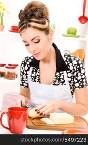 picture of beautiful woman in the kitchen