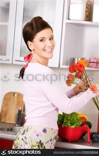 picture of beautiful woman in the kitchen