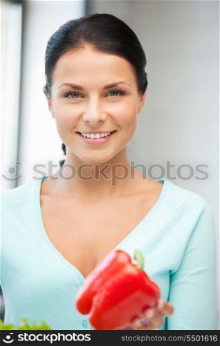 picture of beautiful woman in the kitchen.