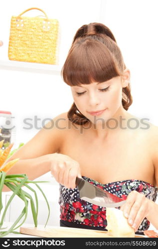 picture of beautiful woman in the kitchen