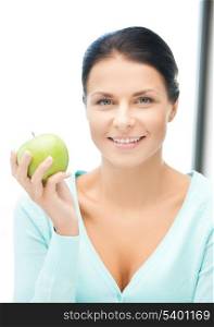 picture of beautiful woman in the with an apple..
