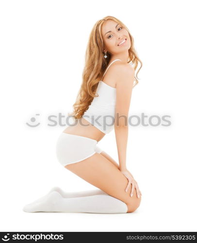 picture of beautiful woman in white cotton underwear