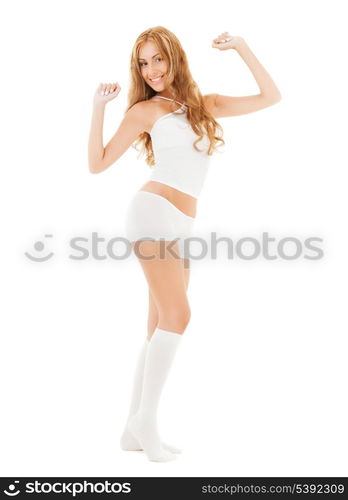 picture of beautiful woman in white cotton underwear