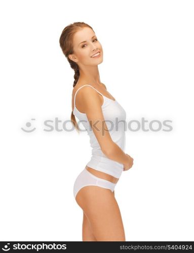 picture of beautiful woman in white cotton underwear