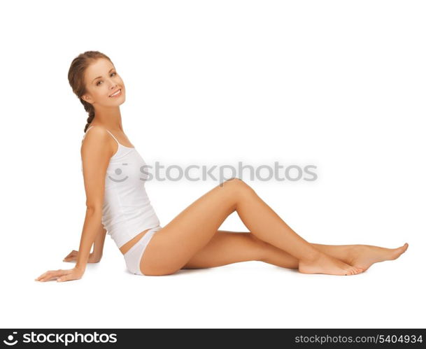 picture of beautiful woman in white cotton underwear