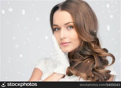 picture of beautiful woman in white gloves.