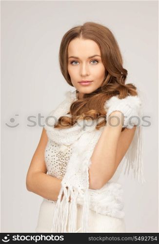 picture of beautiful woman in white gloves