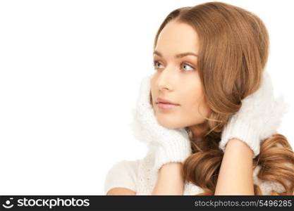 picture of beautiful woman in white gloves