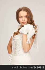 picture of beautiful woman in white gloves