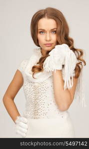 picture of beautiful woman in white gloves