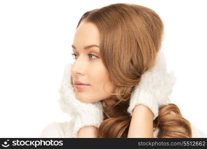picture of beautiful woman in white gloves&#xA;