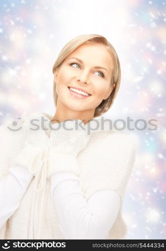 picture of beautiful woman in white sweater