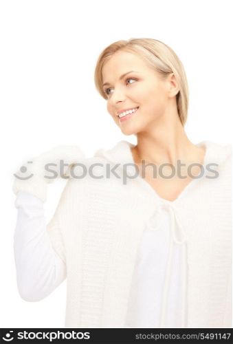 picture of beautiful woman in white sweater&#xA;