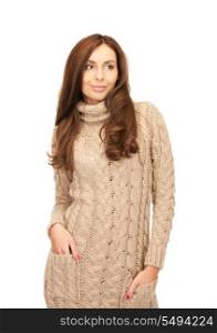 picture of beautiful woman in wool dress&#xA;