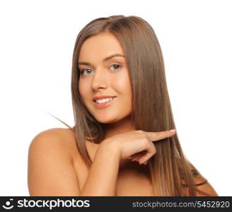 picture of beautiful woman touching her hair
