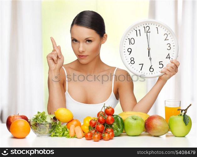 picture of beautiful woman with big clock