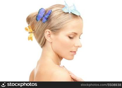 picture of beautiful woman with butterfly in hair&#xA;
