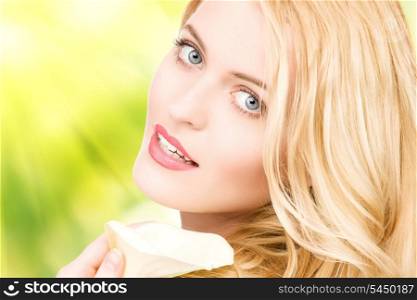 picture of beautiful woman with calla flower