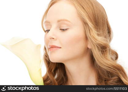 picture of beautiful woman with calla flower