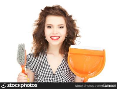 picture of beautiful woman with cleaning sweep