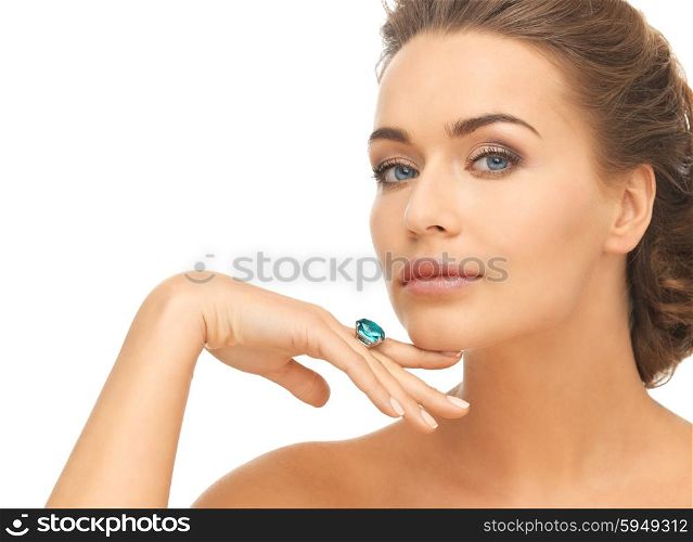 picture of beautiful woman with cocktail ring. woman with cocktail ring
