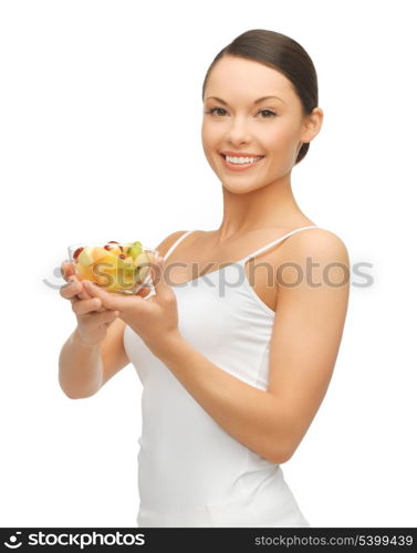 picture of beautiful woman with fruit coctail