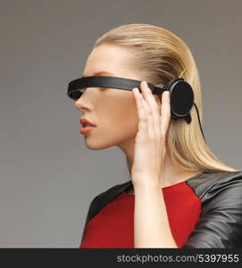 picture of beautiful woman with futuristic glasses