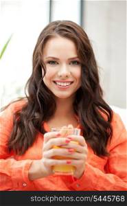 picture of beautiful woman with glass of juice