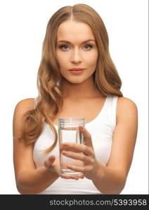 picture of beautiful woman with glass of water .