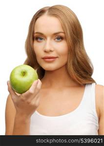 picture of beautiful woman with green apple