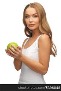 picture of beautiful woman with green apple