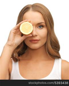 picture of beautiful woman with lemon slice