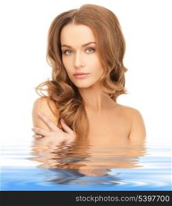 picture of beautiful woman with long hair in water