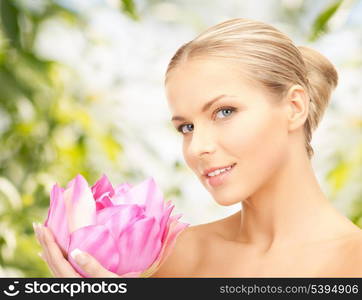 picture of beautiful woman with lotus flower