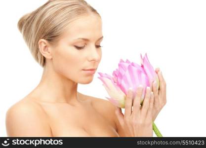 picture of beautiful woman with lotus flower.