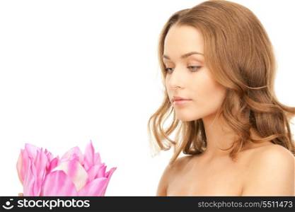 picture of beautiful woman with lotus flower &#xA;