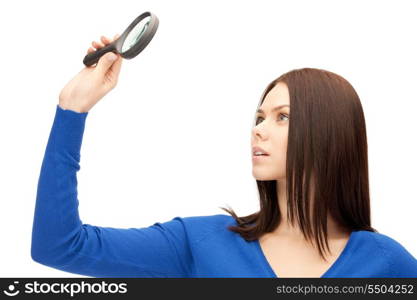 picture of beautiful woman with magnifying glass