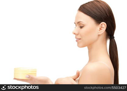 picture of beautiful woman with moisturizing creme