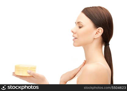 picture of beautiful woman with moisturizing creme