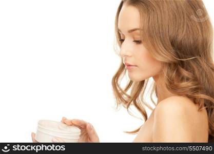 picture of beautiful woman with moisturizing creme