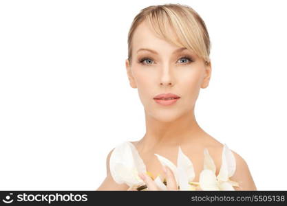 picture of beautiful woman with orchid flower