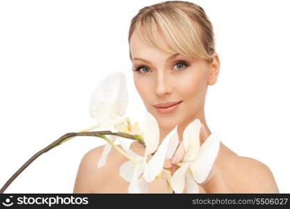 picture of beautiful woman with orchid flower