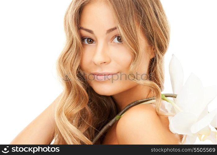 picture of beautiful woman with orchid flower&#xA;