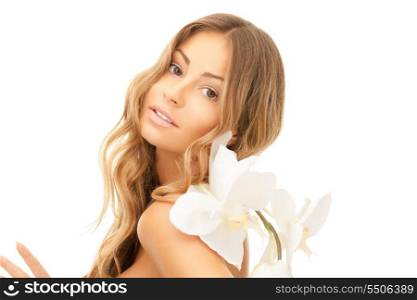 picture of beautiful woman with orchid flower&#xA;