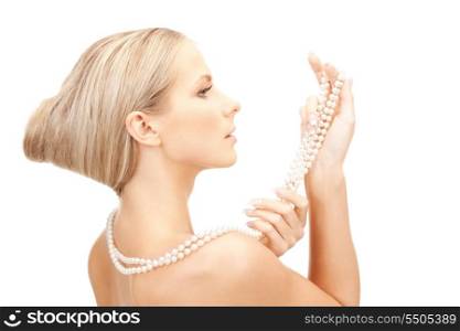 picture of beautiful woman with pearl beads&#xA;