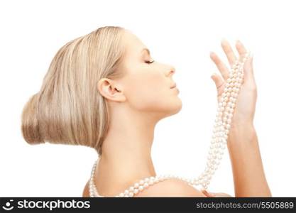 picture of beautiful woman with pearl beads&#xA;