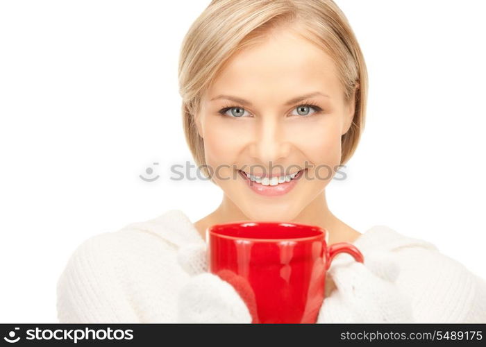 picture of beautiful woman with red mug&#xA;