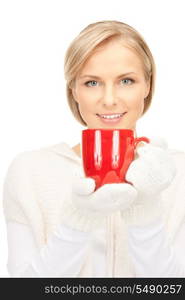 picture of beautiful woman with red mug&#xA;