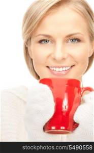 picture of beautiful woman with red mug&#xA;