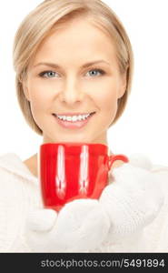 picture of beautiful woman with red mug&#xA;